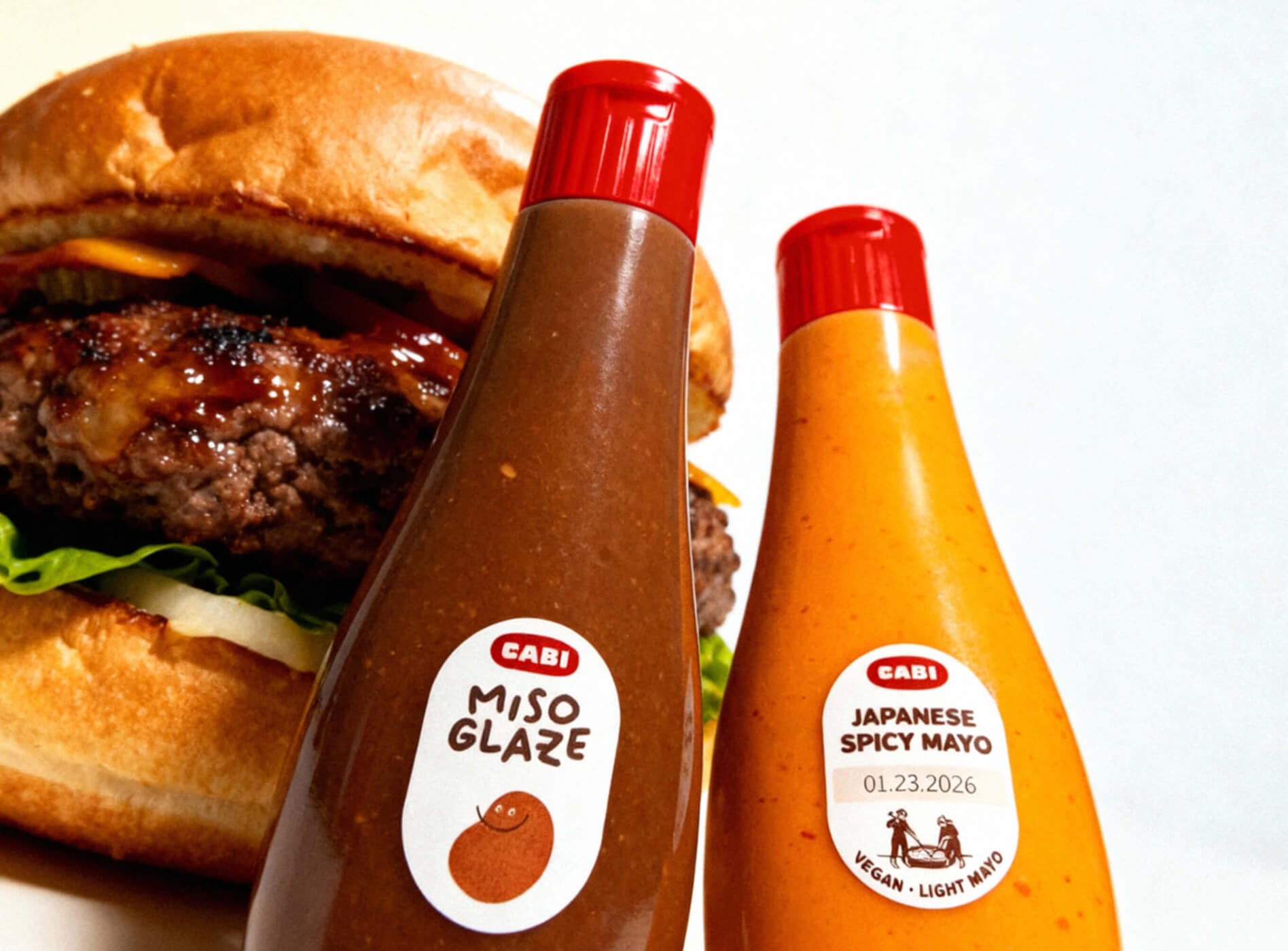 Cabi Miso Glaze and Japanese Spicy Mayo with a burger